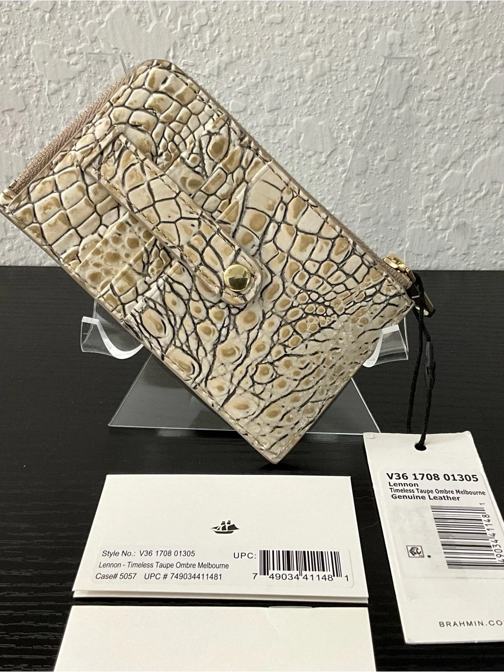 Brahmin Lennon TIMELESS TAUPE MELBOURNE Card / Coin Wallet